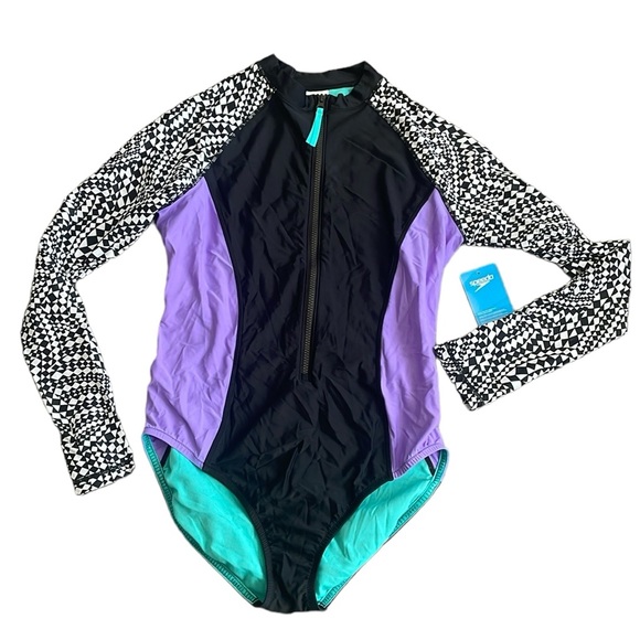 Speedo - Zip Front Long Sleeve One Piece Swimsuit - Picture 8 of 8